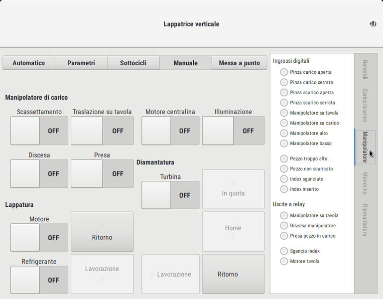 Pagina di movimentazioni in manuale